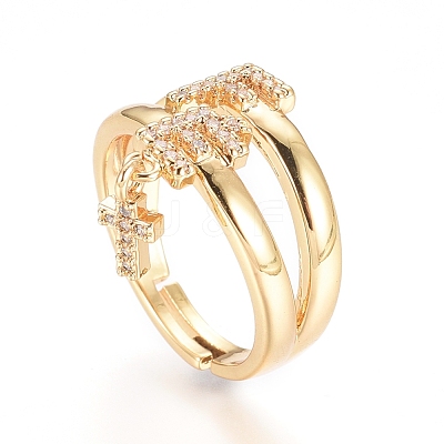 Adjustable Brass Finger Rings RJEW-G096-36G-1