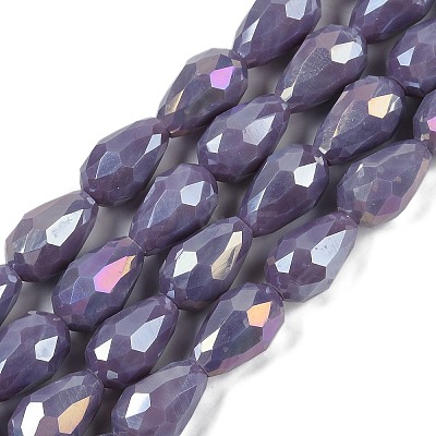 Opaque Solid Color Electroplate Glass Beads Strands X-EGLA-N013-P6mm-B09-1