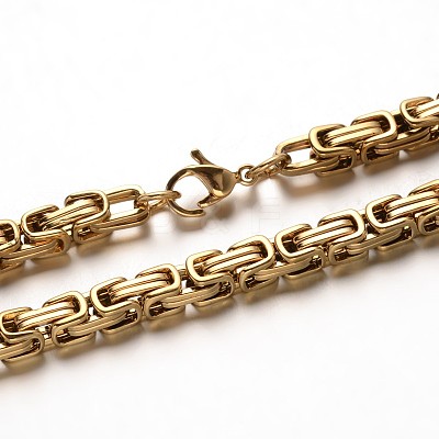 Trendy 304 Stainless Steel Byzantine Chain Bracelets BJEW-L510-10-1