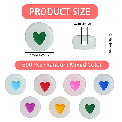 600Pcs Luminous Acrylic Beads MACR-PA0001-23-1
