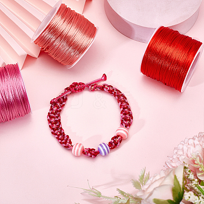 5 rolls 5 colors Nylon Satin Rattail Cords NWIR-PH0002-09B-02-1