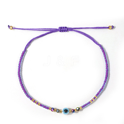 Glass Seed Beads & Resin Braided Bead Bracelets TK7632-4-1