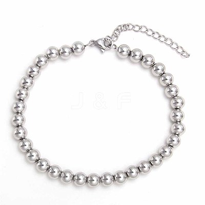 Non-Tarnish Simple Fashion Round 304 Stainless Steel Beaded Bracelets for Women UG2742-2-1