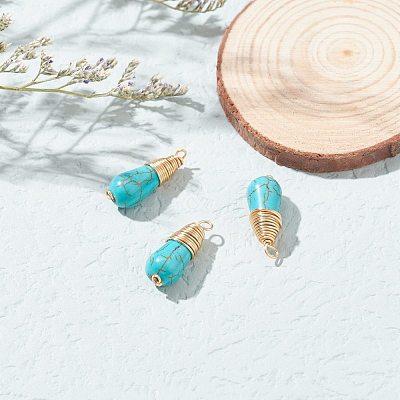 Synthetic Turquoise Pendants PALLOY-JF00805-1