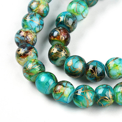 Baking Paint Glass Beads Strands X-DGLA-N003-6mm-B08-1