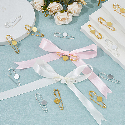 20Pcs 2 Colors Brass Safety Pins Brooch Findings KK-FH0007-85A-1