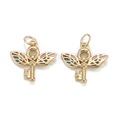 Brass Enamel  Pendants KK-C223-12G-1