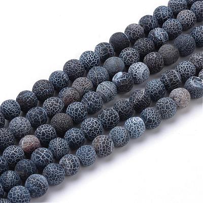 Natural & Dyed Crackle Agate Bead Strands G-T056-8mm-01-1