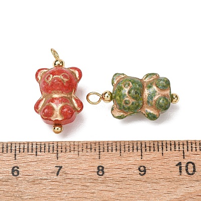 Baking Paint & Golden Metal Enlaced Glass Pendants GL-CBA010C-11G-1