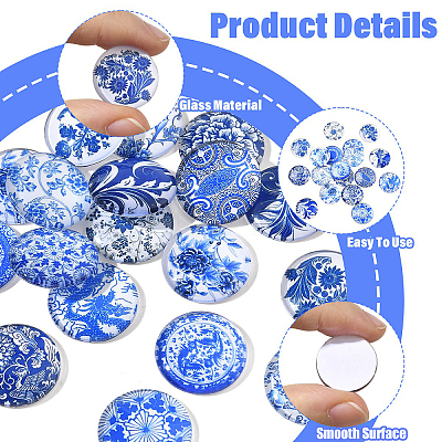 50Pcs Printed Glass Cabochons GGLA-YW0001-22-1