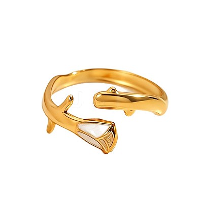 304 Stainless Steel Enamel Cuff Open Rings WG9DB1B-01-1