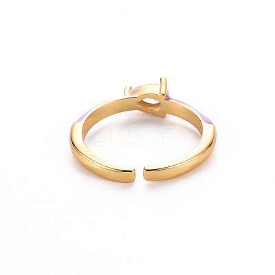 Brass Enamel Cuff Rings RJEW-T016-27C-NF-1