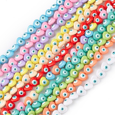Evil Eye Resin Beads Strands RESI-F040-01-1