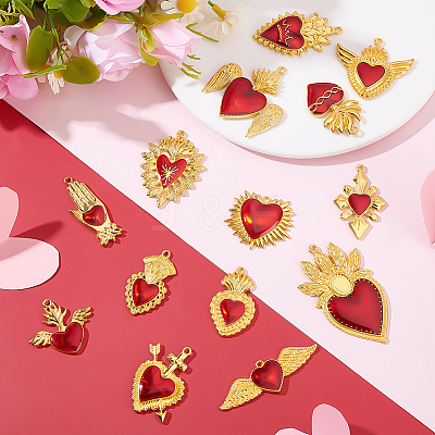 28Pcs 14 Styles DIY Heart Jewelry Making Findings Kits FIND-ME0001-88-1