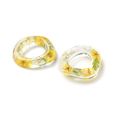 Inner Dried Flower Transparent Resin Ring Pendants LS-RESI-A043-07A-1