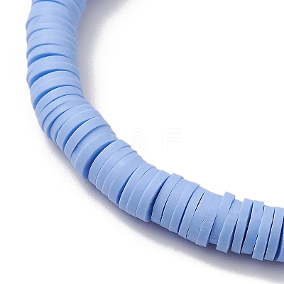 5Pcs 5 Colors Handmade Polymer Clay Disc Beaded Stretch Bracelets BJEW-JB10259-01-1