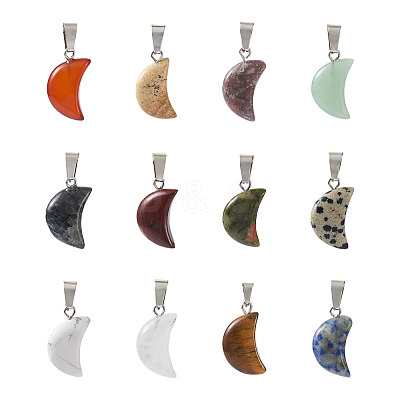 48Pcs 12 Styles Natural Gemstone Pendants G-FW0001-30-1