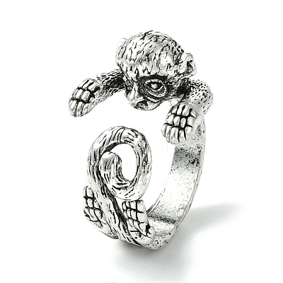 Monkey Alloy Open Cuff Rings RJEW-K275-49AS-1