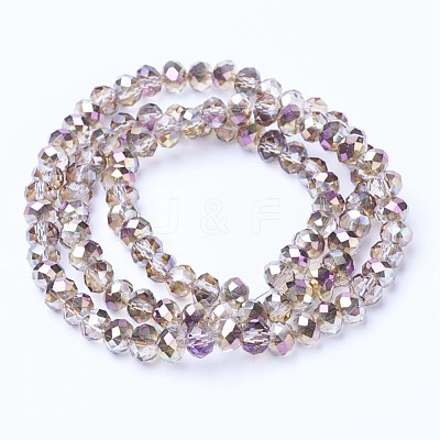 Electroplate Transparent Glass Beads Strands X-EGLA-A034-T6mm-Z02-1