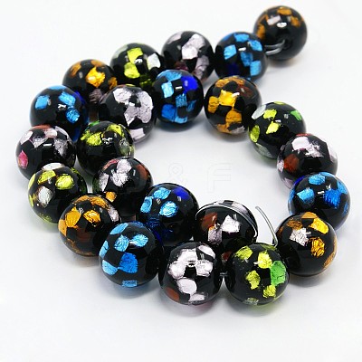Handmade Silver Foil Glass Lampwork Round Beads Strands FOIL-L008-03-12mm-1