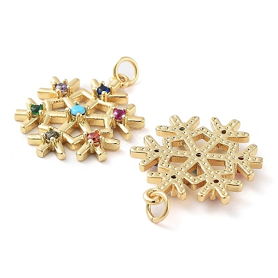 Rack Plating Brass Micro Pave Colorful Grade AAA Cubic Zirconia Pendants KK-M280-05G-1