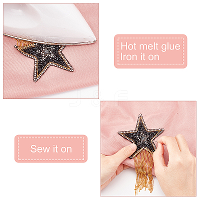 4 Pcs 4 Style Sparkling Rhinestone Iron on Patches DIY-GF0005-21-1