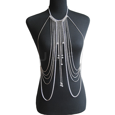 Alloy & Acrylic Rondelle Beads Tassel Sexy Body Chains for Bikini FS-WGE2D08-01-1