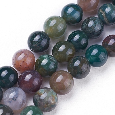 Natural Indian Agate Round Beads Strands G-N0120-06-8mm-1