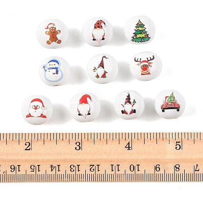 60Pcs 10 Styles Painted Natural Wood Round Beads WOOD-FS0002-46-1