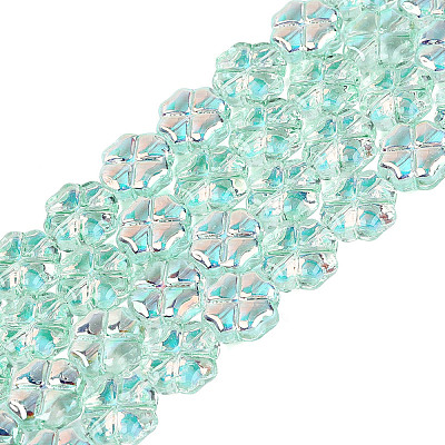 Baking Paint Electroplate Transparent Glass Beads Strands EGLA-Q136-04A-08-1