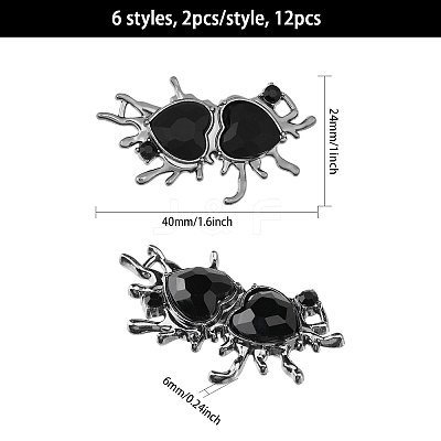 12Pcs 6 Styles Alloy Connector Charms FIND-CA0008-38-1