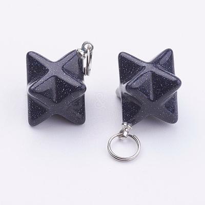 Synthetic Blue Goldstone Pendants G-E398-02E-1