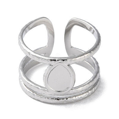 Non-Tarnish 304 Stainless Steel Open Cuff Ring Components X-STAS-Q308-06P-1