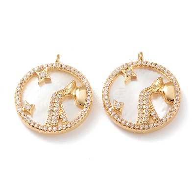 Real 18K Gold Plated Brass Micro Pave Clear Cubic Zirconia Pendants ZIRC-Z007-22-1
