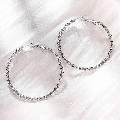 304 Stainless Steel Hoop Earrings EJEW-S250-02B-P-1