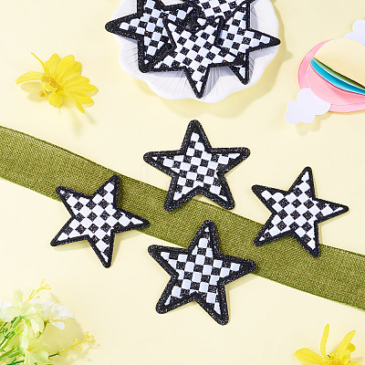 8Pcs Star with Lattice Computerized Embroidery Polyester Iron on/Sew on Patches PATC-TA0001-49C-1
