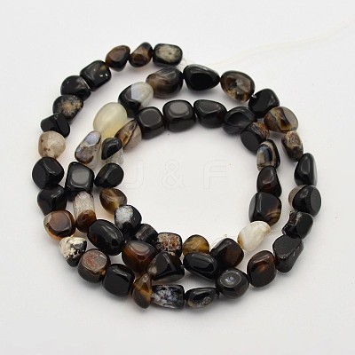 Natural Black Agate Bead Strands G-P070-34-1