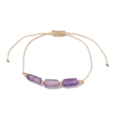 Natural Mixed Gemstone Colunm Braided Bead Bracelet BJEW-JB09761-1