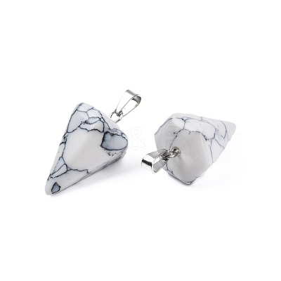 Cone/Spike/Pendulum Synthetic Howlite Stone Pendants G-R278-83-1