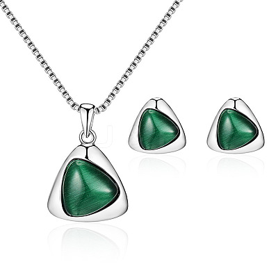 Triangle Alloy & Plastic Pendant Necklaces & Stud Earrings Sets FS-WG3E666-01-1