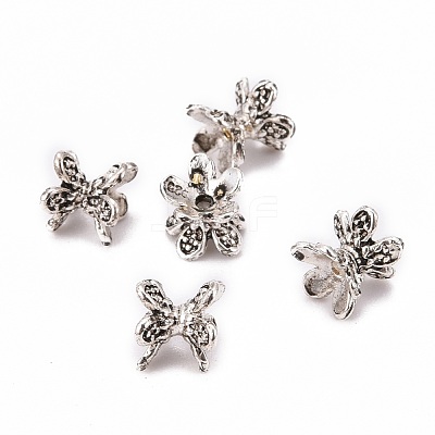 Tibetan Style Double Sided Flower Bead Caps PALLOY-O042-02-1