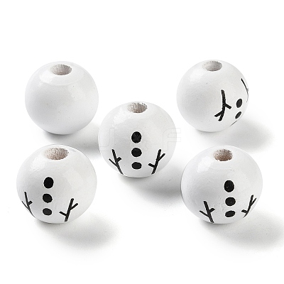 Printed Wood European Beads WOOD-Z002-02A-1