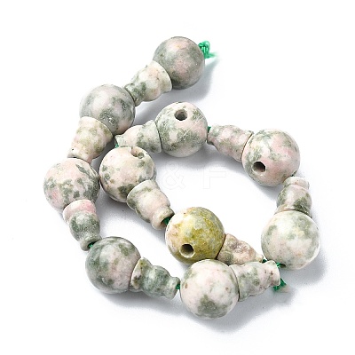 Natural Green Line Jasper 3-Hole Guru Bead Strands G-K149-41-1