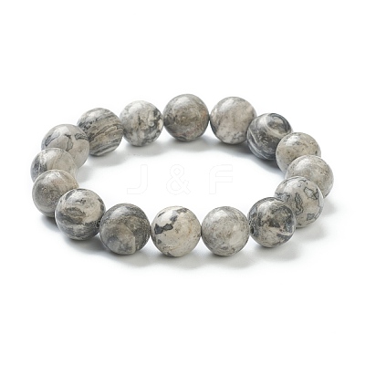 Natural Map Stone Beaded Stretch Bracelets BJEW-A117-E-08-1