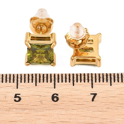 304 Stainless Steel Micro Pave Cubic Zirconia Stud Earrings EJEW-Z165-01G-03-1