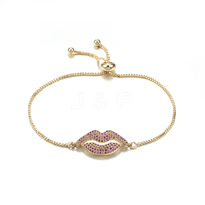 Adjustable Brass Micro Pave Cubic Zirconia Bolo Bracelets BJEW-F297-51G-1
