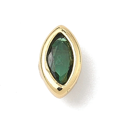 Horse Eye Brass Micro Pave Cubic Zirconia Cabochons KK-P345-13G-C-1