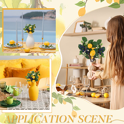 6Pcs Lemon & Blueberry Silk Cloth & Foam Artificial Plants AJEW-GA0009-26-1