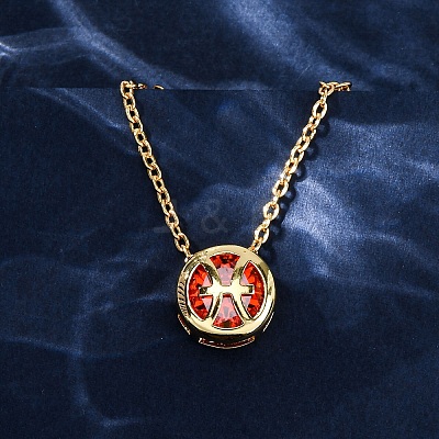 Brass Pave Cubic Zirconia Birth Stone Constellation Pendant Cable Chain Necklaces LS-NJEW-D334-01G-05-1