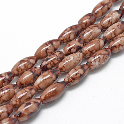 Baking Paint Glass Beads Strands DGLA-S115-22x10mm-S78-1